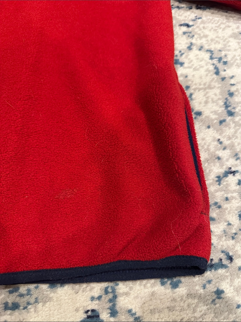 L.L. Bean Fleece Pullover Mens medium Red Snap Button Vintage Contrast Trim - Picture 6 of 11